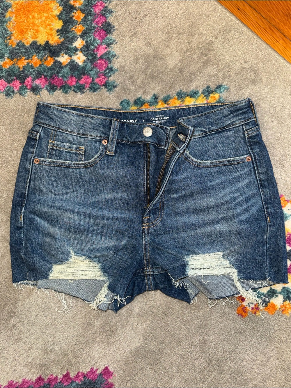 Old Navy Dark Blue Distressed Denim Cutoff Shorts